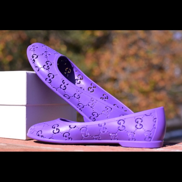 More Photos Gucci Purple Rubber Flats Sz 27 - Picture 3 of 8